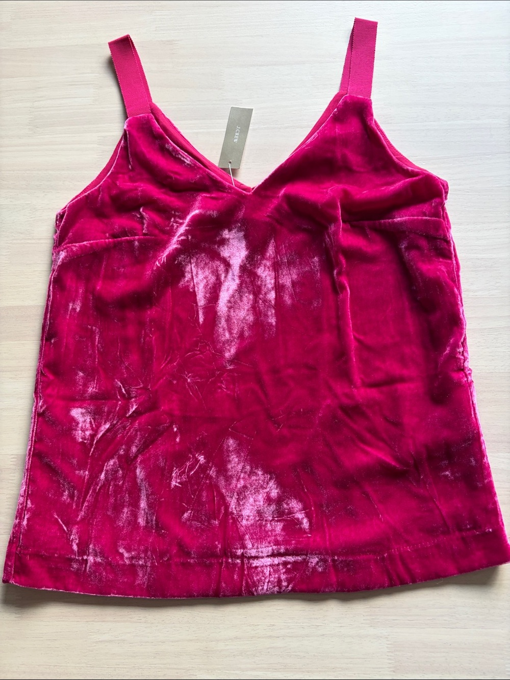 J.CREW Drapey Velvet Camisole Top V-Neck Cami - Bright Fuchsia Sz XXS NWT